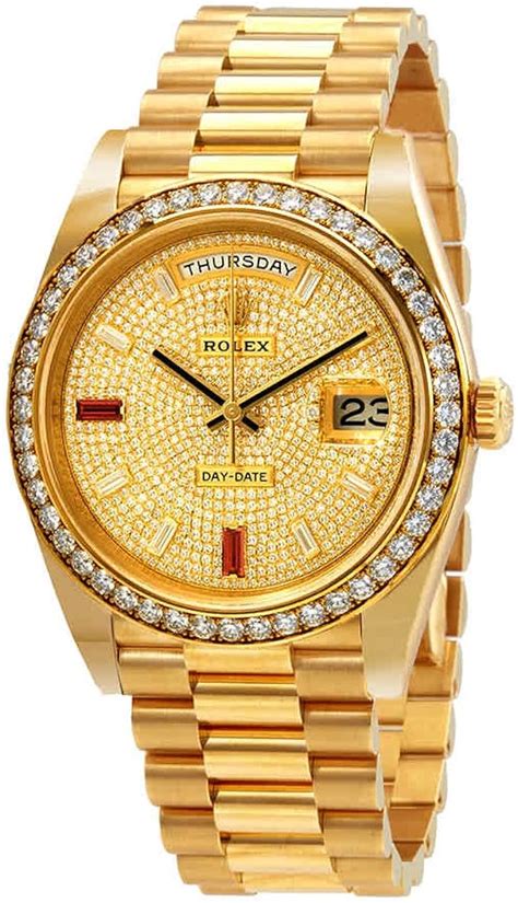 Pulsera de lujo tipo Rolex para hombre en oro amarillo de 14 k 